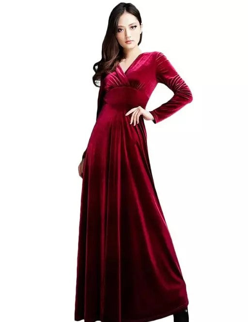 Sleeveless Taffeta Silk Designer Maroon Gown Long Dress at Rs 749 in Surat